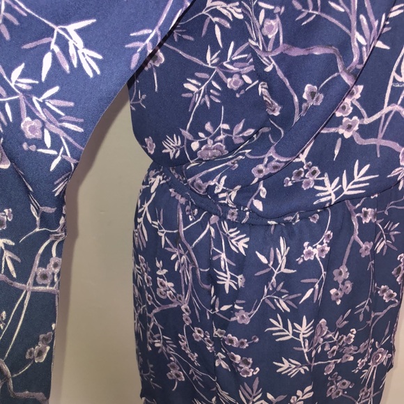 Urban Outfitters Luca Couture Purple Floral Long Sleeve Romper Medium - Picture 9 of 13